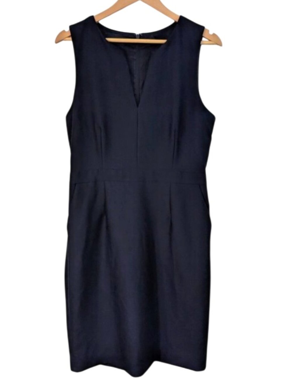 J. Crew Resume Wool Sleeveless Navy V-Neck Dress Office Career Size 12T